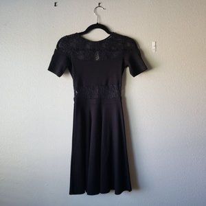 French Connection Black Floral Lace Dress US 0